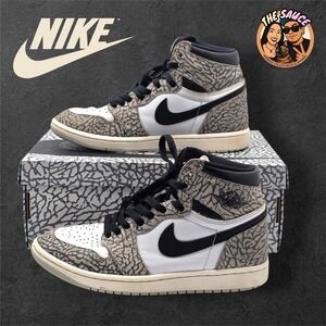 Nike Air Jordan 1 Retro High OG Mens 7 Womens 8.5 White Cement W/Box